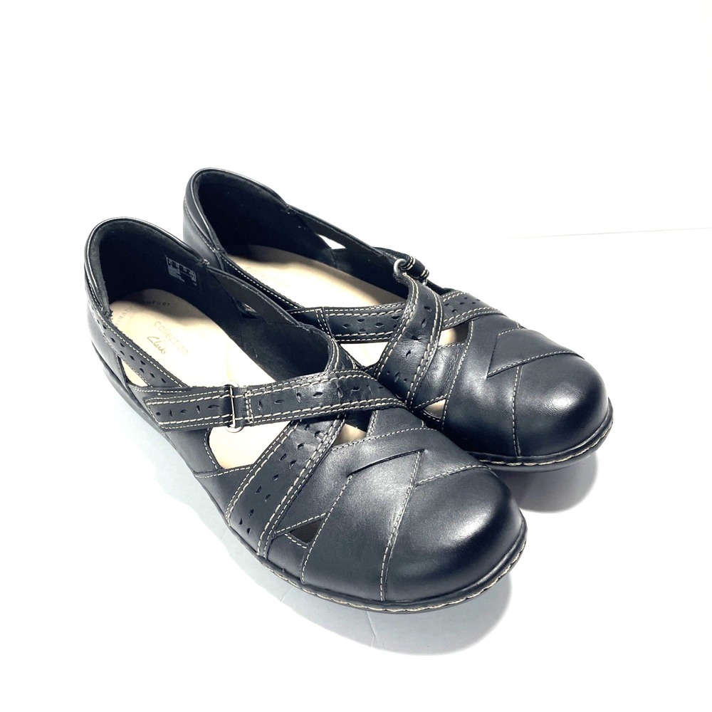 CLARKS Ashland Spin Q Slip on Loafer Womens 12 M - Black Leather